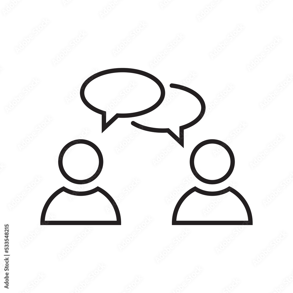 Talk people icon vector in line style. Conversation, discussion sign symbol Talk people icon vector in line style. Conversation, discussion sign symbol