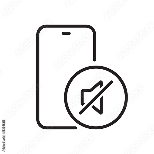 Silent mode, silence mobile phone icon vector in clipart style. No sound cellphone sign symbol