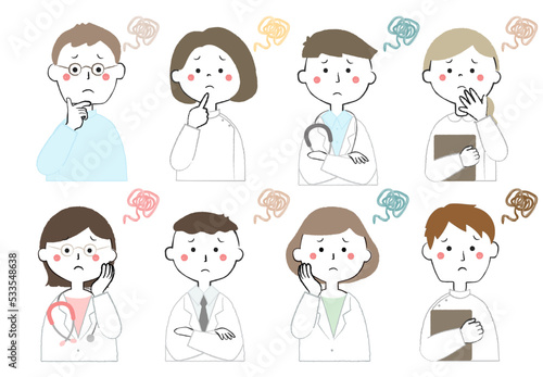 医療従事者のアイコン　困る　悩む　もやもや