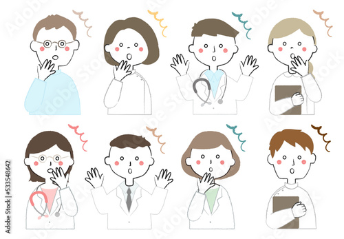 医療従事者のアイコン　驚く　びっくり