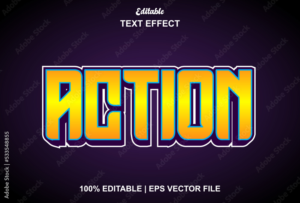 action text effect with 3d style and editable.