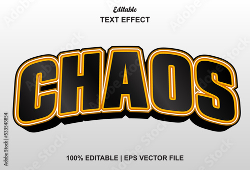chaos text effect with 3d style and editable.