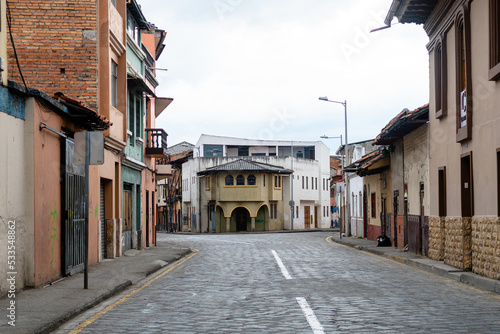 street view of cuenca old town, ecuador