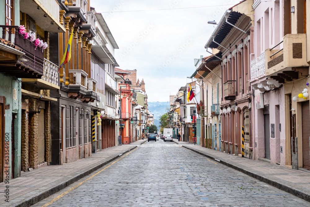 Fototapeta premium street view of cuenca old town, ecuador