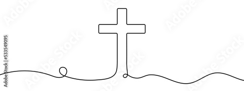 Continuous drawn one line of the symbol of religion. Vector illustration