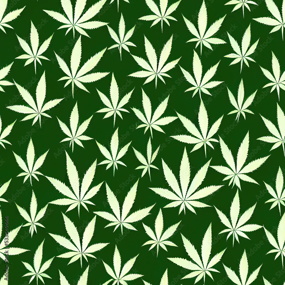 Weed leaf seamless pattern. Background with marijuana plant leaves