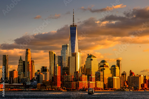 One World Trade Center and skyline of Manhattan in New York City, USA photo