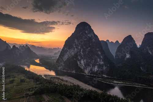 beautiful mountain and river scenery in Guilin Guangxi China