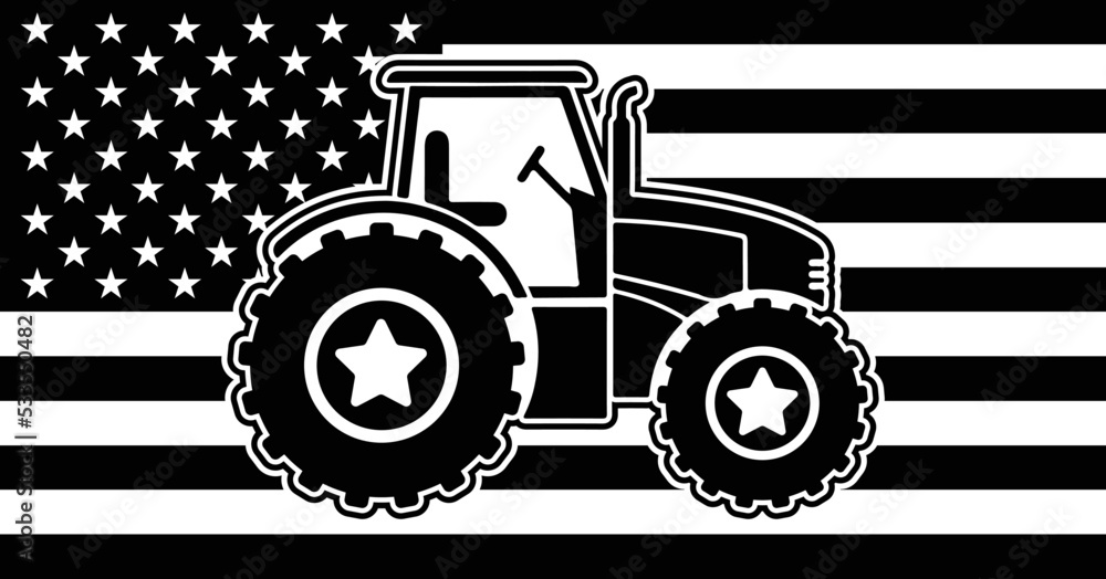 Tractor Usa Flag Distressed Silhouette Vector Tractor Usa Flag Distressed Silhouette Vector