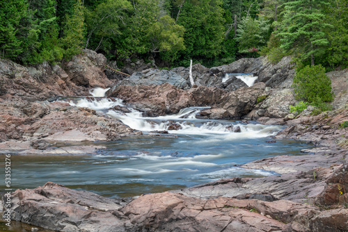 Chippewa Falls, seen here from the bottom just off the Trans Canada Highway, is one of many waterfalls along the north shore of Lake Superior. photo