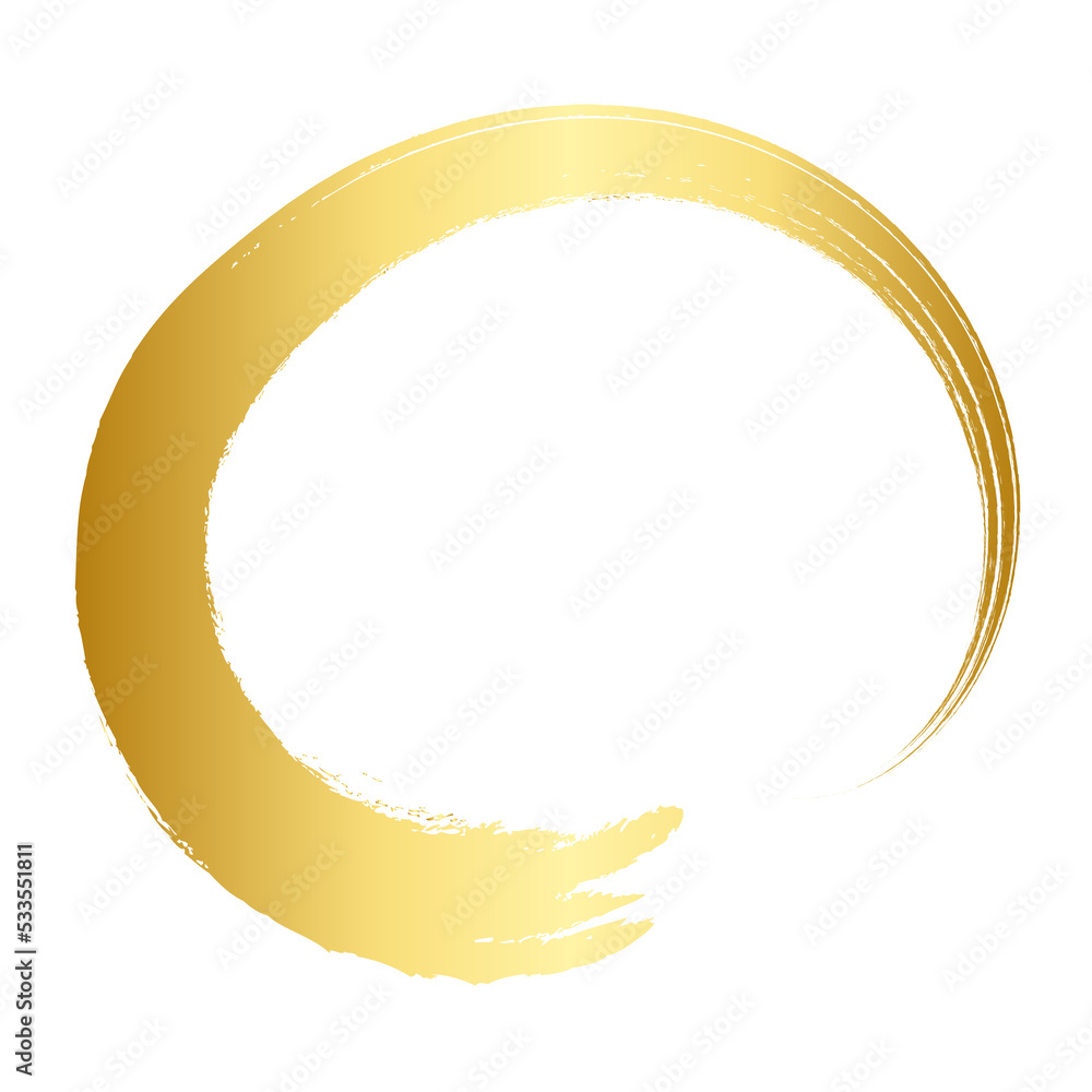 Brush stroke and gold circle element Brush stroke and gold circle element