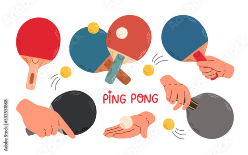 Set of playing rackets for ping pong icon