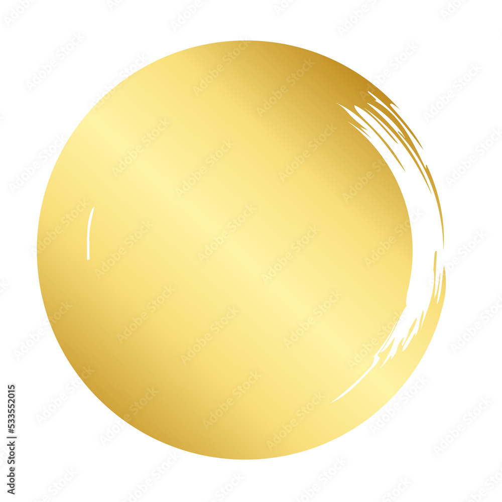 Brush stroke and gold circle element