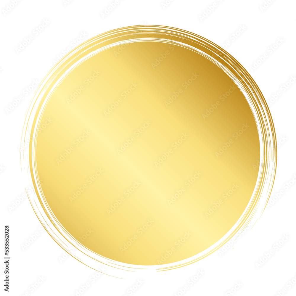 Brush stroke and gold circle element Brush stroke and gold circle element