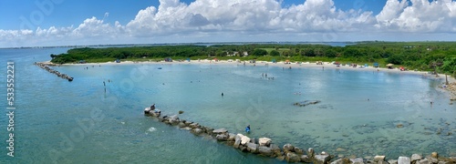 Shallow, calm lagoon at popular Sebastian Inlet State Park on the Space Coast in Brevard County, Florida photo