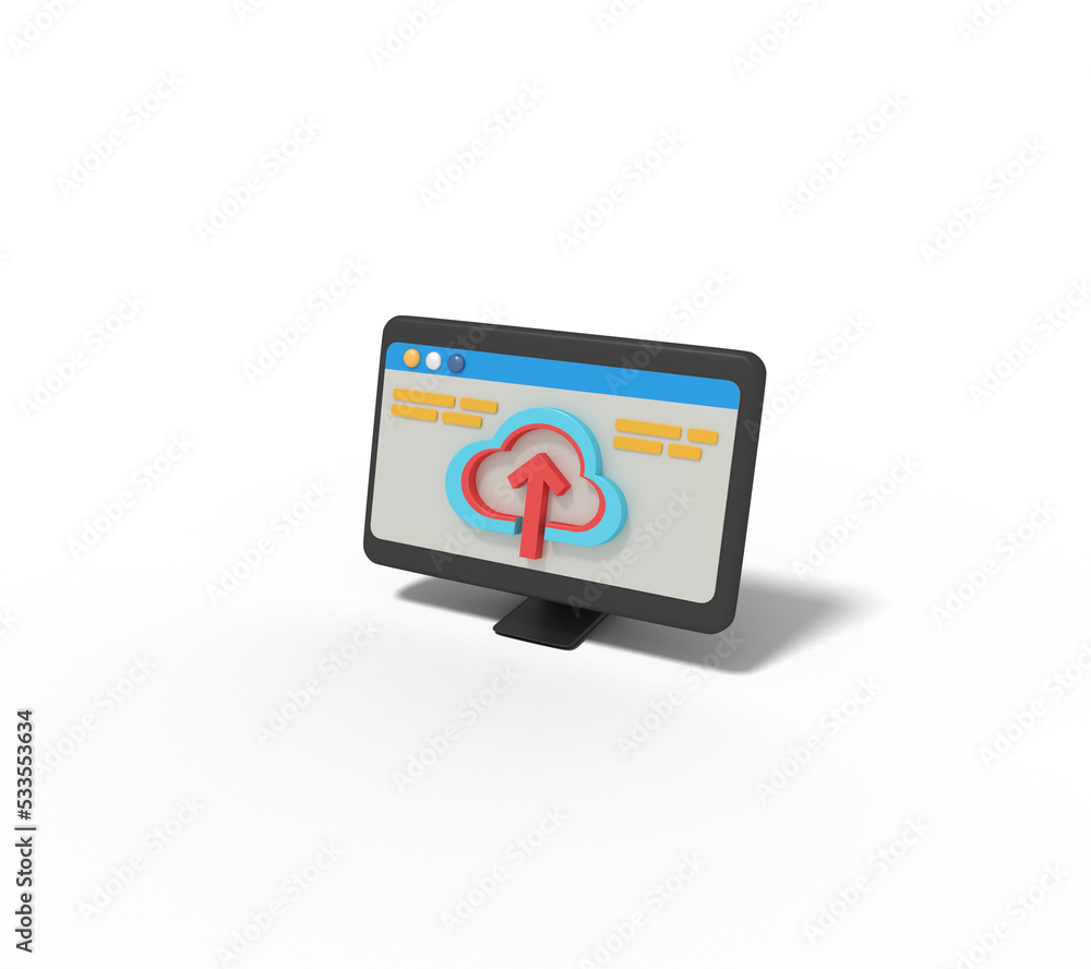 3d illustration of website upload in computer 3d illustration of website upload in computer
