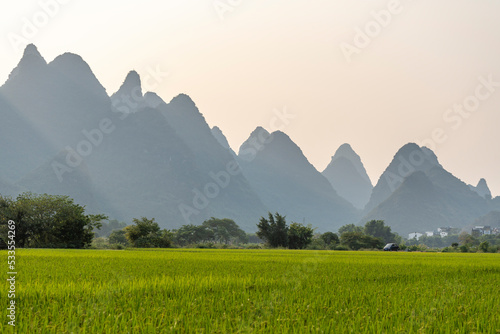 beautiful mountain and river scenery in Guilin Guangxi China photo