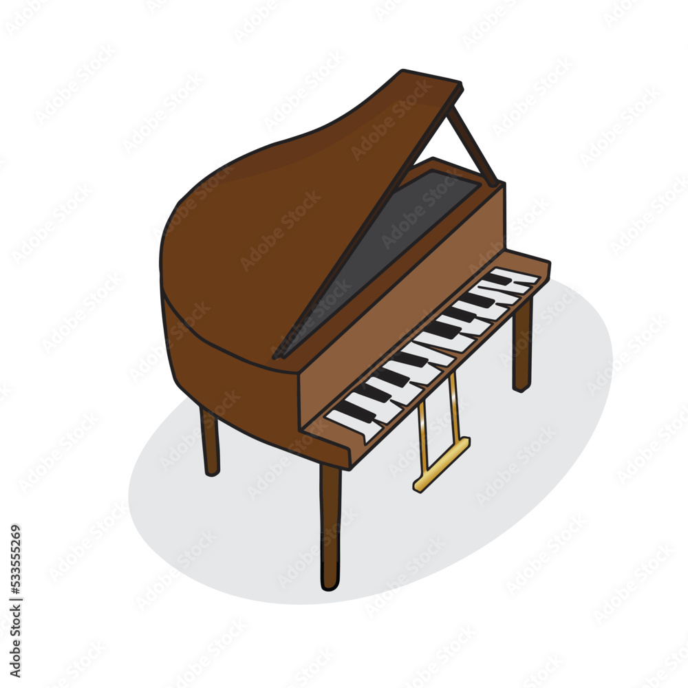 Brown old piano in cartoon style ,Clip Art - vector illustration isolated  on white background. Stock Vector | Adobe Stock