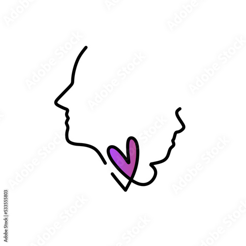 The contour of the face of a woman and a child. Vector illustration symbolizing maternal love.