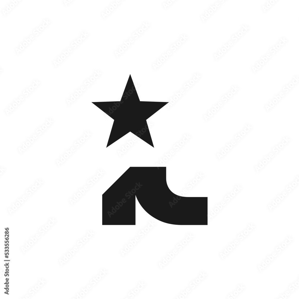 abstract mark symbol stars iconic boots logo design vector, unique monogram logo symbol creative art isolated on white background. bold mark iconic object logo design vector illustration. abstract mark symbol stars iconic boots logo design vector, unique monogram logo symbol creative art isolated on white background. bold mark iconic object logo design vector illustration.