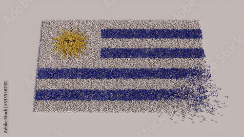 Uruguayan Flag formed from a Crowd of People. Banner of Uruguay on White. photo