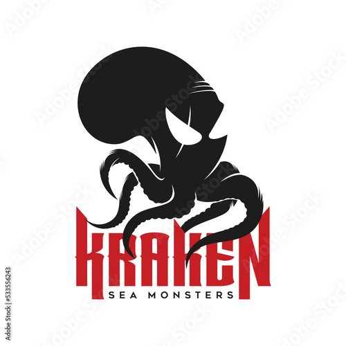 kraken logo vector illustration design inspiration, octopus logo, squid logo
