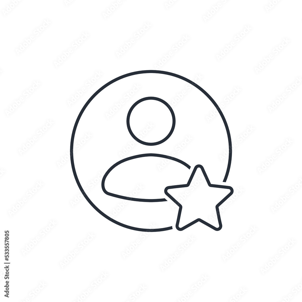 Star avatar. Favorite or popular user, author. Vector linear icon isolated on white background. Star avatar. Favorite or popular user, author. Vector linear icon isolated on white background.