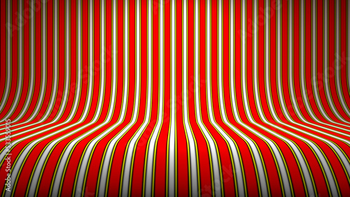 3D Striped Circus Style Studio Backdrop with Empty Copy Space