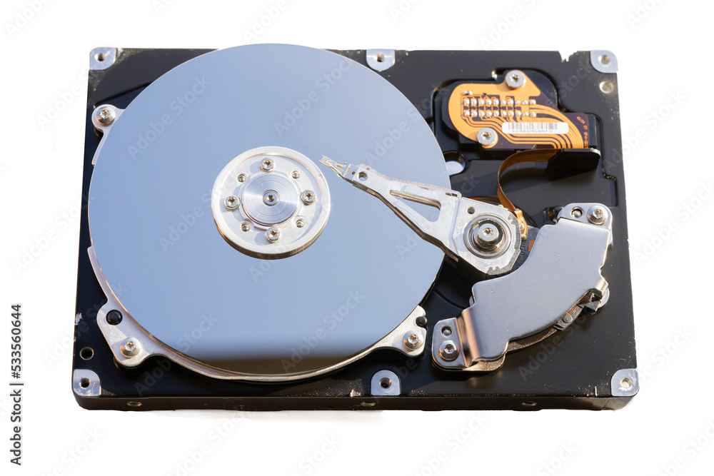 Disassembled hard drive from the computer, hdd with mirror effect. Opened hard drive from the computer hdd with mirror effects. Part of computer pc, laptop Disassembled hard drive from the computer, hdd with mirror effect. Opened hard drive from the computer hdd with mirror effects. Part of computer pc, laptop
