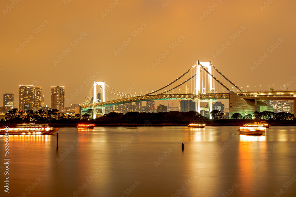 View of Tokyo Rainbow bridge at Sunset