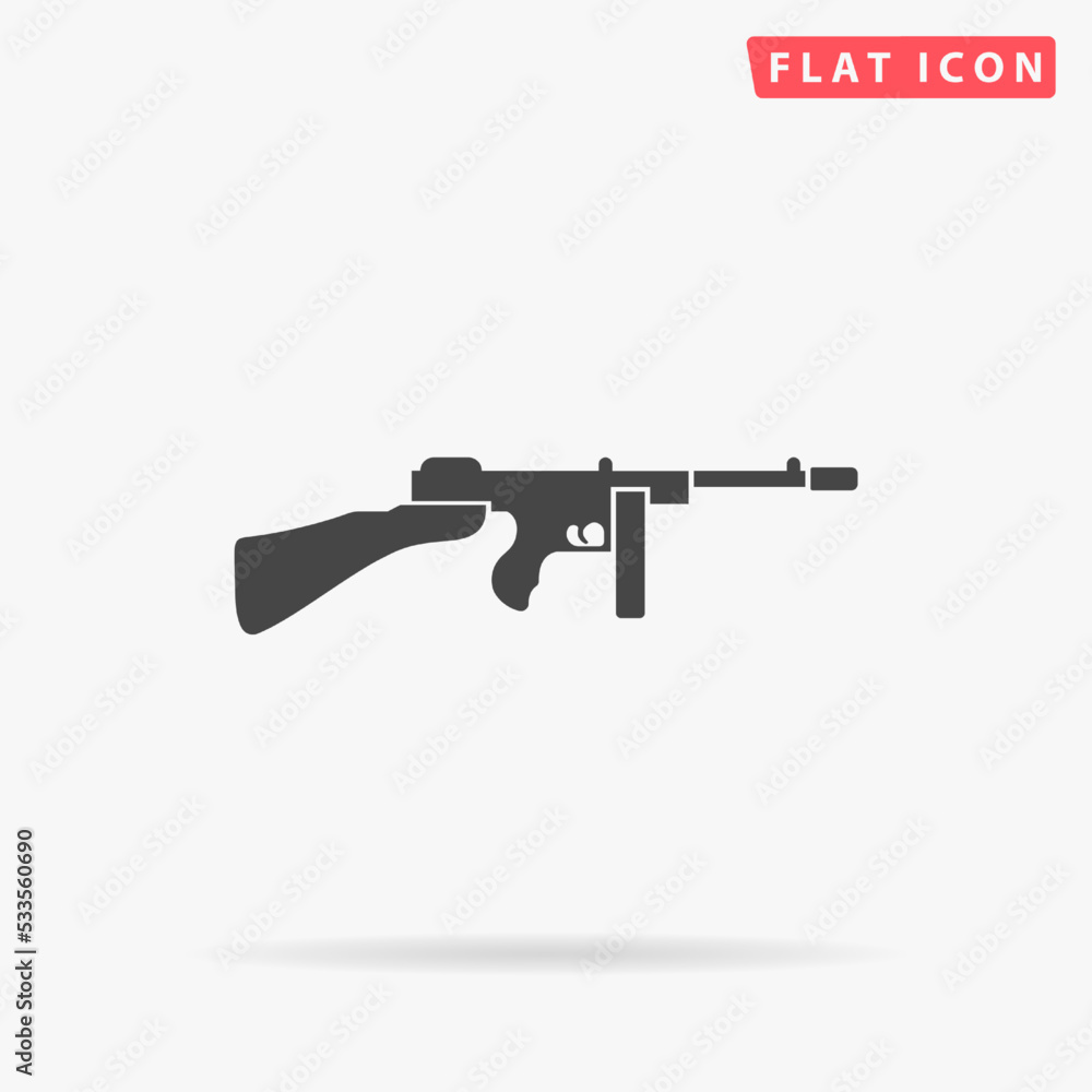 Tommy gun flat vector icon