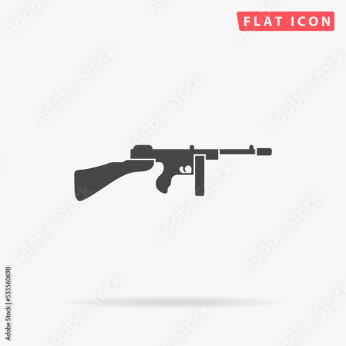 Tommy gun flat vector icon