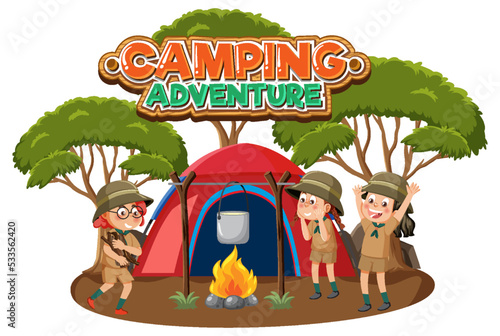 Group of children camping out