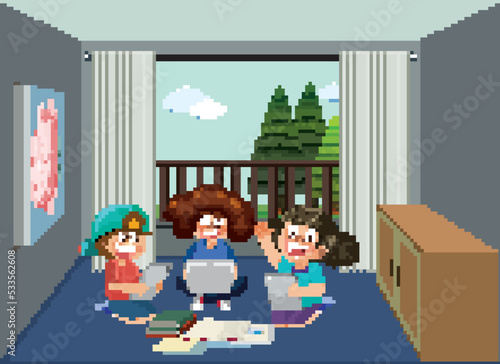 Kids learning online at home