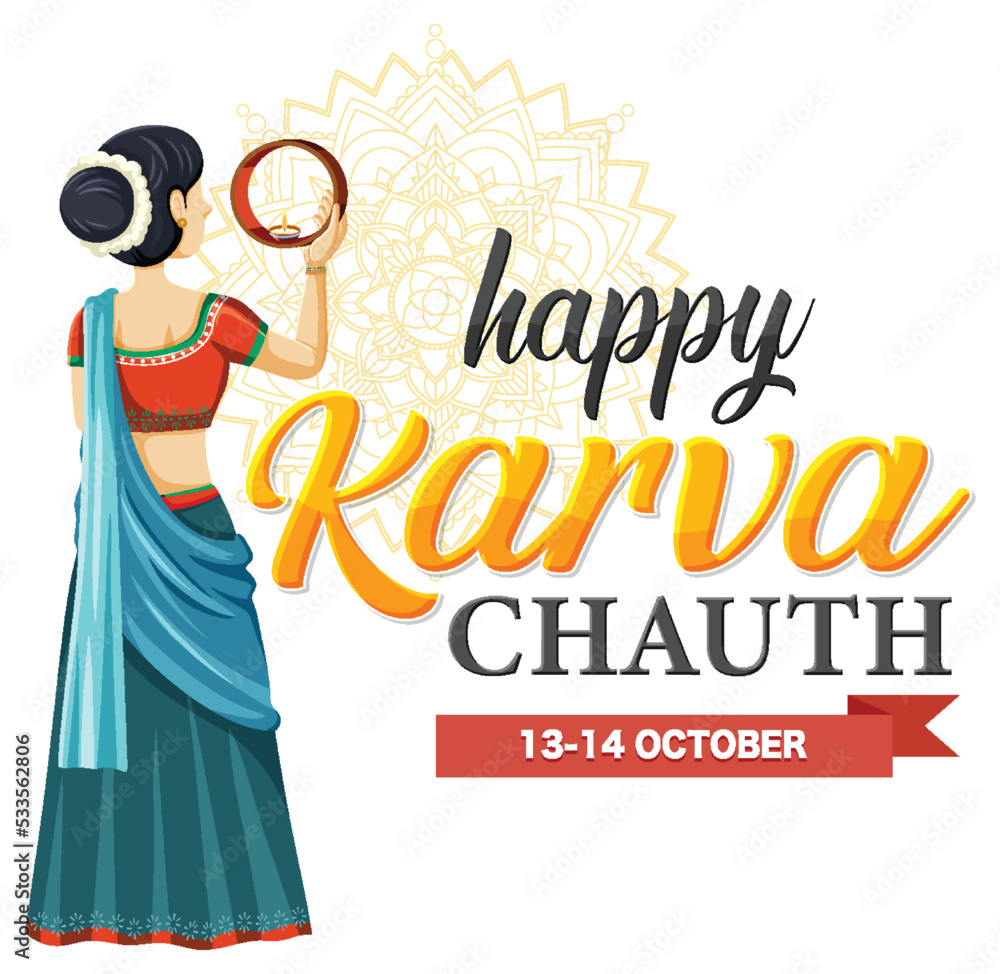 Happy Karva Chauth Day Banner Design Stock Vector | Adobe Stock