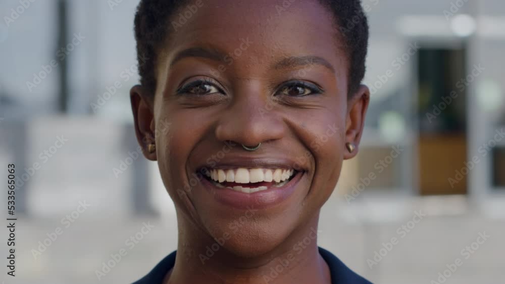 Black woman, face and smile in business office with motivation, innovation vision and target goals for success. Portrait, zoom and happy worker, employee and leadership with a creative growth mindset Black woman, face and smile in business office with motivation, innovation vision and target goals for success. Portrait, zoom and happy worker, employee and leadership with a creative growth mindset