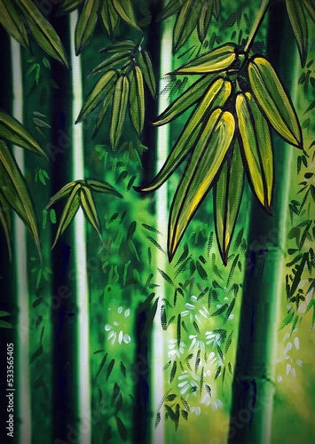 Fototapeta Naklejka Na Ścianę i Meble -   Coloring page bamboo in the forest    