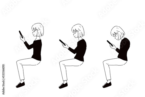 ストレートネック　若い女性のイラスト