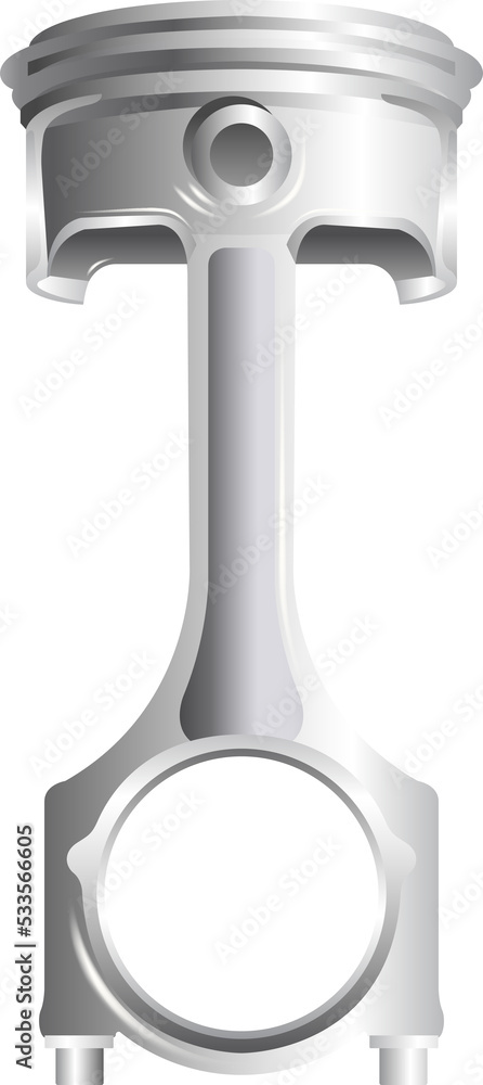 3d illustration, piston with car connecting rod, steering wheel realistic 3d icon 3d illustration, piston with car connecting rod, steering wheel realistic 3d icon