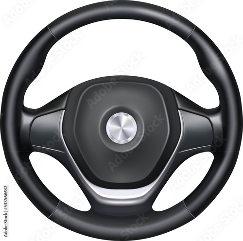 Fotótapéta 3d illustration, car steering wheel, realistic 3d icon