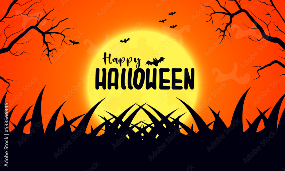 Happy Halloween horror moon vector illustration 