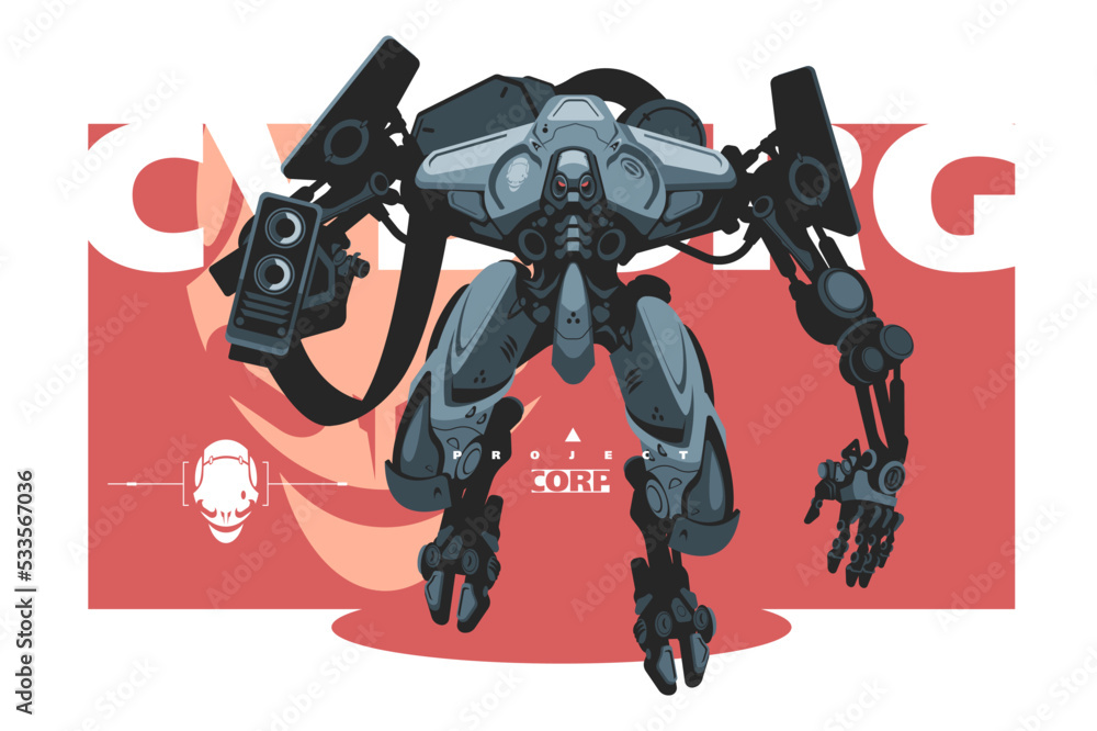 Cyborg cybernetic military robot or modified corp Stock Vector
