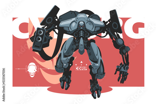Fototapeta Cyborg, cybernetic military robot or modified corp