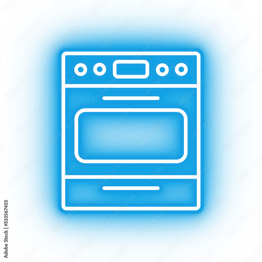 Neon blue oven icon, glowing blue oven with transparent background Neon blue oven icon, glowing blue oven with transparent background
