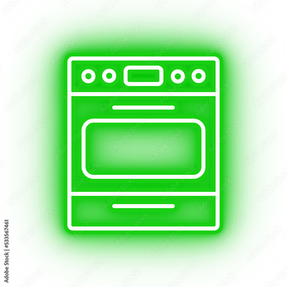 Neon green oven icon, glowing green oven with transparent background Neon green oven icon, glowing green oven with transparent background