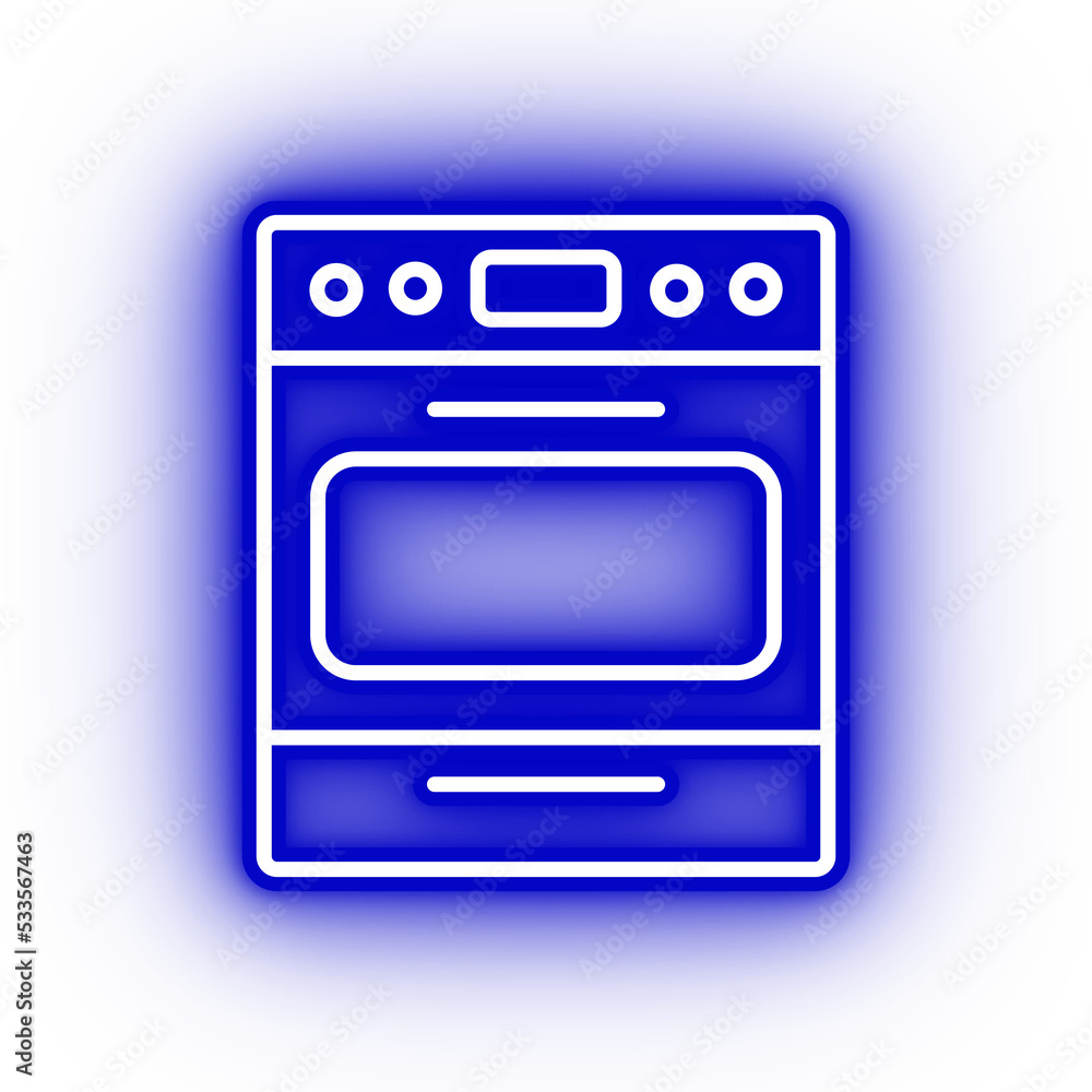 Neon dark blue oven icon, glowing blue oven with transparent background Neon dark blue oven icon, glowing blue oven with transparent background
