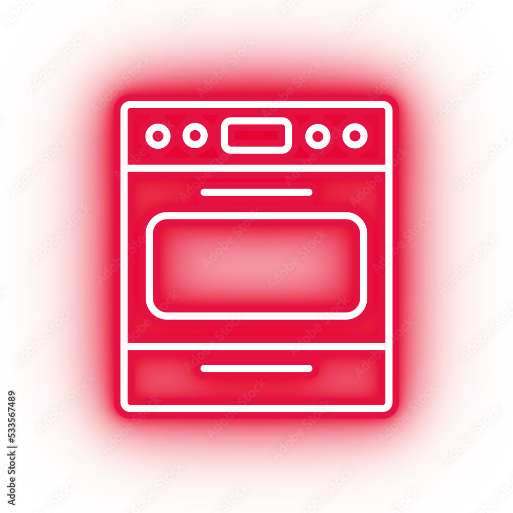 Neon red oven icon, glowing red oven with transparent background Neon red oven icon, glowing red oven with transparent background
