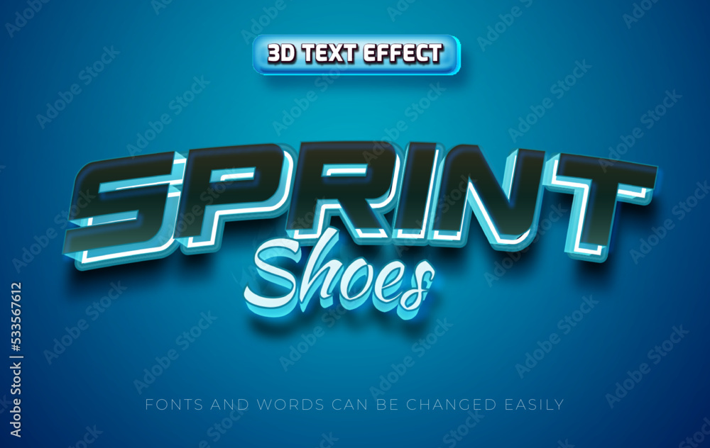 Sprint shoes 3d editable text effect style