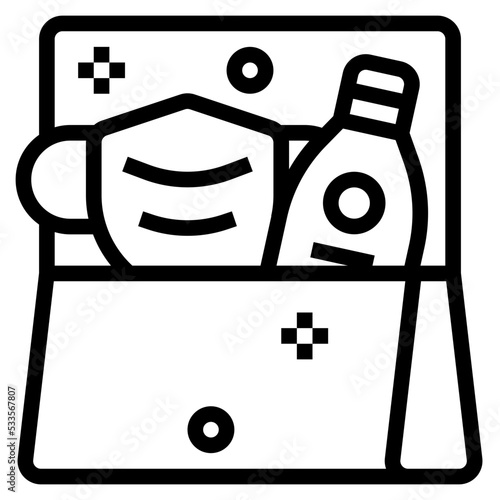 mask and sanitizer icon