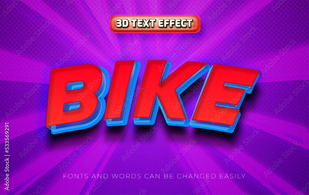 Obraz premium Bike 3d editable text effect style